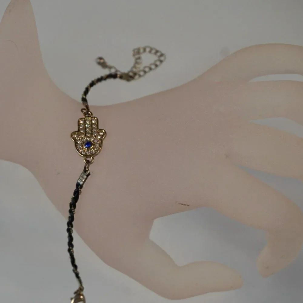 Hamsa Hand Braded Bracelet With Blue Evil Eye Protection Charm